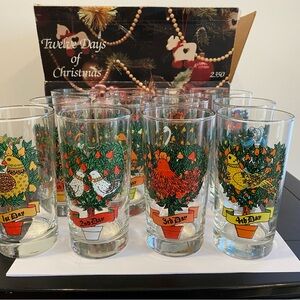 Vintage 12 Days of Christmas Glass Set